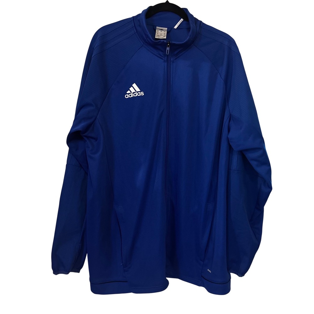 Adidas Men's 2XL Blue Full Zip Track Jacket ClimaCool Athletic Soccer